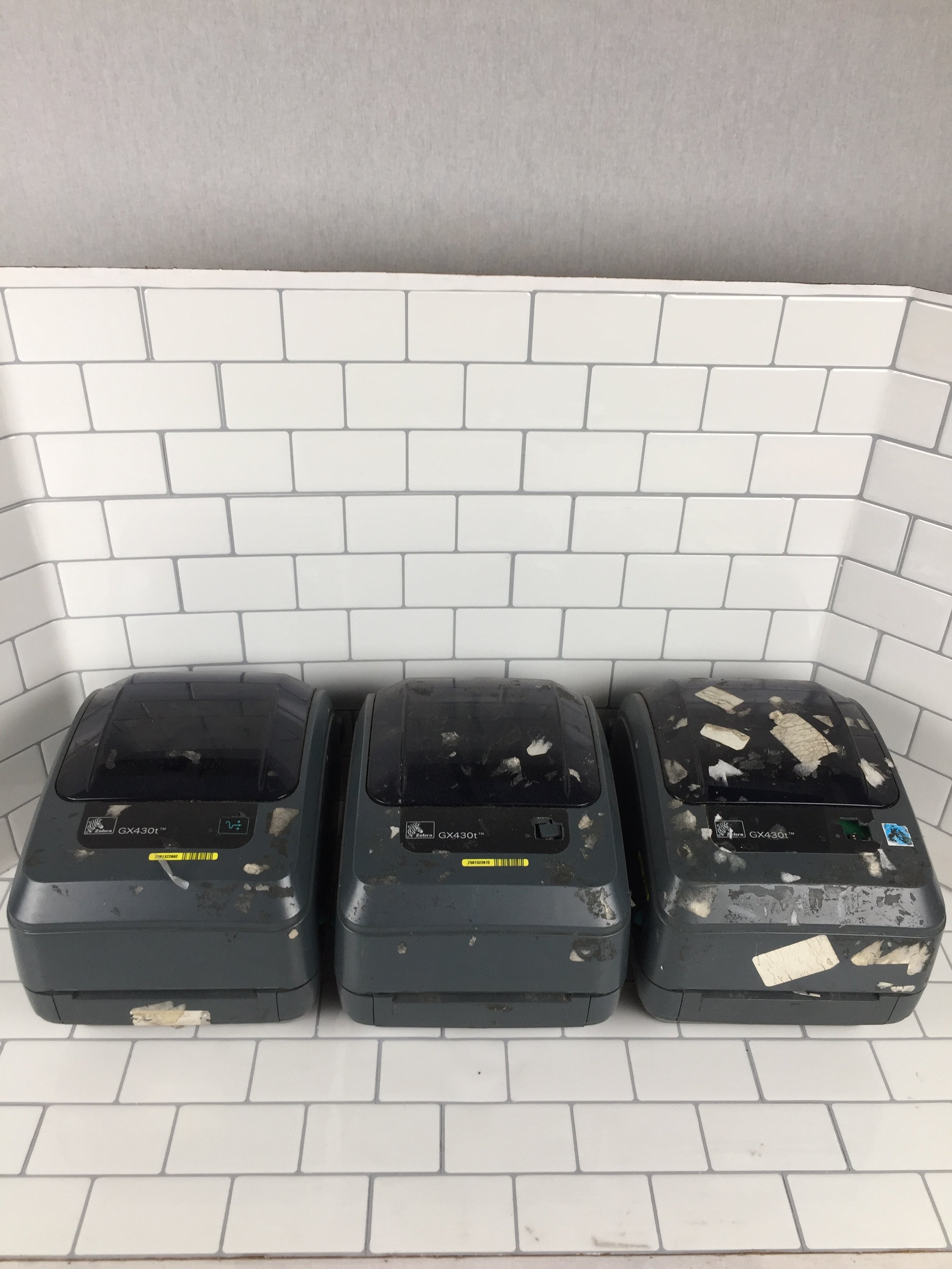 **PARTS ONLY** Lot of 3 Zebra GX430t Thermal Printers **DEFFECTIVE** (7342673494254)
